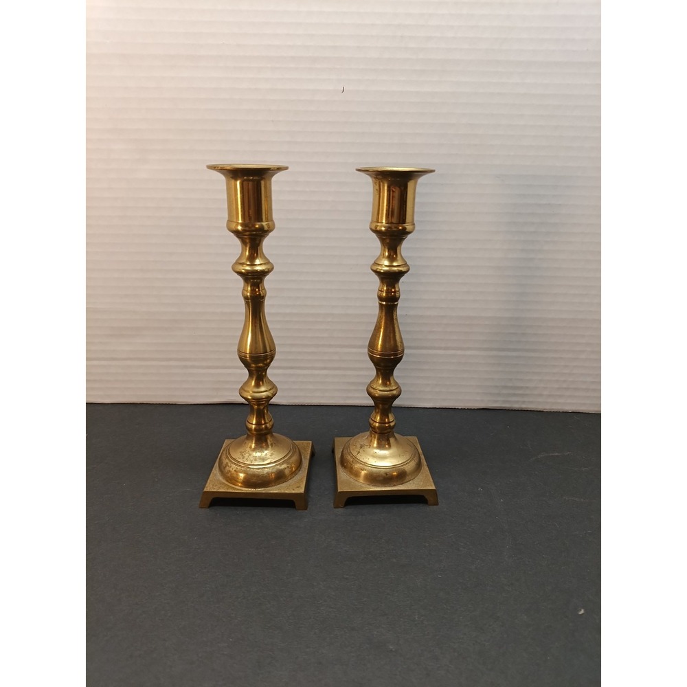 Vintage MCM ELEGANT PAIR OF BRASS CANDLE HOLDERS 7" Whimsical Cottage Core Japan